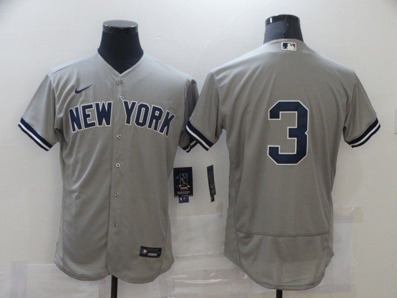 Men New York Yankees #3 No name Grey Elite Nike MLB Jerseys
